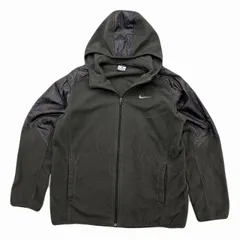 ナイキ ナイロン × フリースジャケット パーカー オリーブグリーン カモフラ サーマフィット メンズ Lサイズ