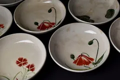 【蔵C6713c】京焼　色絵　小皿　手塩皿　光琳画　五種十六客