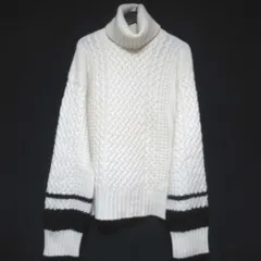 美品 HAIDER ACKERMANN ハイダーアッカーマン アンゴラブレンド アラン編み タートルネック ライン 長袖 ニット セーター Mサイズ メンズ 古着 中古 USED