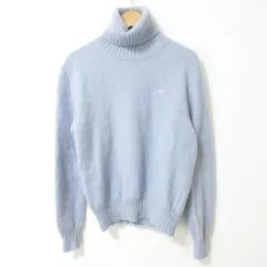 美品 22AW AMI PARIS アミパリス ハート刺繍 カシミア タートルネック 長袖 ニット セーター HKS407.005 XS ライトブルー レディース 古着 中古 USED