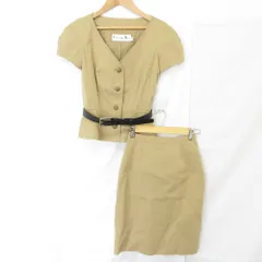 美品 Christian Dior クリスチャンディオール ショートスリーブ ジャケット スカート セットアップ サイズ34 ベージュ レディース 古着 中古 USED