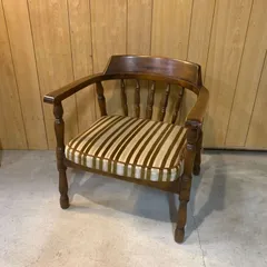オールドカリモク アームチェア シングルチェア ストライプ /HM-0166