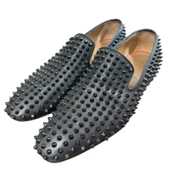 美品 Christian Louboutin クリスチャンルブタン スタッズ ローラーボーイ シューズ スリッポン サイズ42 約27cm ブラック メンズ 古着 中古 USED