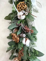 【約９０cm】ロングガーランド　クリスマス　スワッグ　ハンドメイド　グレビレアスパイダーマン　シースター　ユーカリグロブルス