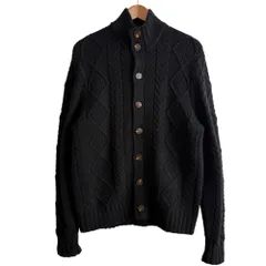 未使用 Brooks Brothers ブルックスブラザーズ ケーブルニット カーディガン ニットジャケット M ブラック メンズ 古着 中古 USED