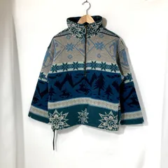 L.L.Bean エルエルビーン プルオーバー ノルディック柄 ハーフジップ 古着 カジュアル メンズ Sサイズ ブルー系 アウター A15246◆