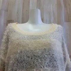 THE EMPORIUM ジエンポリアム ふわふわモヘア風ニット ✨️ M オフホワイト×グレー ボーダー ゆったり