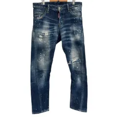 美品 Dsquared2 ディースクエアード セクシーツイストジーンズ クラッシュ加工 ペイント ストレッチ デニムパンツ 42 ブルー メンズ 古着 中古 USED