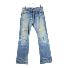 ISAMU KATAYAMA BACKLASH (イサムカタヤマバックラッシュ) ダメージ ヴィンテージ加工 フレア デニムパンツ インディゴ 1133-02