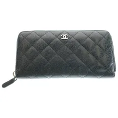 CHANEL (シャネル) マトラッセ ラウンドファスナー長財布ブラック キャビアスキン ゴールド金具 ウォレット