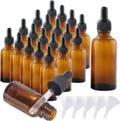 I'm so happy 遮光瓶 スポイト ガラス 小瓶 小分け アロマオイル 精油 保存容器 漏斗付き 20本セット (30ml)