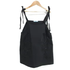 美品 PRADA プラダ ビジュー装飾 リボン キャミソールカットソー サイズ36 ブラック レディース 古着 中古 USEDのサムネイル