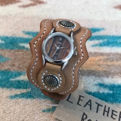 希少】リバティ M&K インディアンジュエリー レザーウォッチ 茶