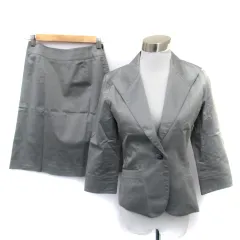 アリスバーリー Aylesbury フォーマルスーツ セットアップ 上下 テーラードジャケット ミドル丈 七分袖 シングルボタン フレアスカート ミモレ丈 7 グレー /SM6