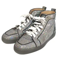 美品 Christian Louboutin クリスチャンルブタン ルイス ハイカット グリッター スニーカー 42サイズ 27cm シルバー メンズ 古着 中古 USED