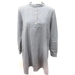 バーバララング BARBARA LANG ワンピース Aライン ひざ丈 長袖 ウール S グレー /RT