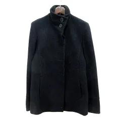 ダナキャランニューヨーク DKNY コート スタンドカラー 総裏地 アンゴラ 6 M 黒 ブラック /MN