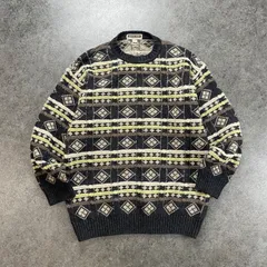 イタリア製 90s Vintage Sergio Rossi Nordic Wool Sweater セルジオロッシ ノルディック ニット セーター クルーネック フェアアイル柄 総柄 ヴィンテージ ビンテージ