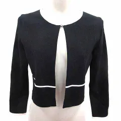 マーリエルカセット Maglie le cassetto カーディガン ニット ショート丈 ラインストーン 長袖 9 M 黒 ブラック /YK