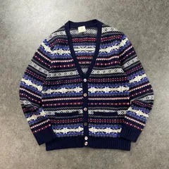 BEAUTY&YOUTH UNITED ARROWS Cardigan  V-neck ビューティーアンドユース ユナイテッドアローズ ニット セーター カーディガン 内側キルティング フェアアイル柄 総柄 L 1228-105-0255