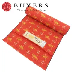 【中古】 反物 ウール ナイロン レッド系 イエロー 和傘柄 格子柄 和装 呉服 和服 きもの レディース 女性