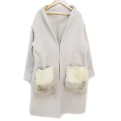 センスオブプレイス バイ アーバンリサーチ Sense of Place by Urban Research ノーカラーコート ロング丈 フェイクファー ロールアップ ウール混 F グレー /FF2