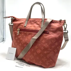 極美品<!-利用不可文字-!>russet ラシット ショルダーバッグ ハンドバッグ 2way 総柄 ナイロン レザー 革 オレンジ系