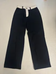 レディース バイカラー ワイド スリムフィット パンツ デニム