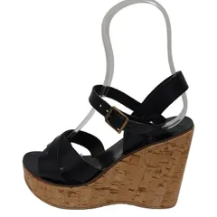 FABIO RUSCONI(ファビオルスコーニ) サンダル 36 レディース - 黒×ベージュ ウェッジソール レザー