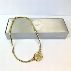 Christian Dior ロゴ ラインストーン サークルモチーフネックレス