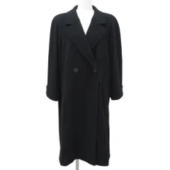 美品 HERNO ヘルノ ヴィンテージ カシミヤ100% 裏地スカーフ柄 ダブルブレスト ロングコート 40 ブラック レディース 古着 中古 USED