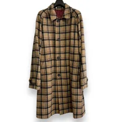 美品 PS Paul Smith ピーエスポールスミス チェック柄 ステンカラーコート L ブラウン×ブラック メンズ 古着 中古 USED