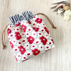 ハンドメイド 巾着ポーチ 巾着袋 北欧 小花柄