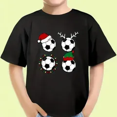 【送料無料】ジュニア キッズ クリスマス ボーイズ クルーネックTシャツ - サンタ帽とクリスマスツリーデザイン 熱転写3DプリントTシャツ  パロディ 子供服 男の子 女の子 小学生 中学生  半袖 トップス スポーツ キャンプ 夏服 コットン100%