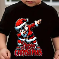 【送料無料】ジュニア キッズ メリークリスマス サンタプリント ヤングスターズTシャツ 熱転写3DプリントTシャツ  パロディ 子供服 男の子 女の子 小学生 中学生  半袖 トップス スポーツ キャンプ 夏服 コットン100%