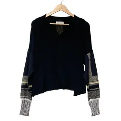 美品 Mame Kurogouchi マメクロゴウチ Sash Jacquard Knit Pullover ニット セーター MM19SS-KN025 サイズ2 ダークネイビー レディース 古着 中古 USED