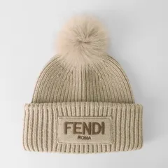 新品 フェンディ FENDI ニットキャップ ポンポン ヴォルペ グレーのサムネイル