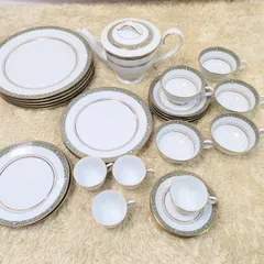 ノリタケ　N印　6871　　THURSTON　ティーポット　コーヒーカップ＆ソーサ―　デミタスカップ＆ソーサ―　プレート大中小　傷汚れありのサムネイル