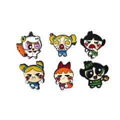 【6個セット】パワーパフガールズ ピンバッジ ブローチ 缶バッジ アニメ グッズ