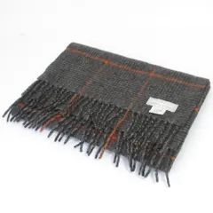 美品 Joshua Ellis ジョシュアエリス チェック カシミヤマフラー グレー レディース 古着 中古 USED