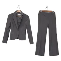 M-PREMIER(エムプルミエ) レディースパンツスーツ レディース ダークグレー×ライトグレー ストライプ