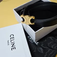 【極美品】セリーヌ　トリオンフ　ベルト75 ミディアム　2.5cm タン　現行 ミディアム 25MM トリオンフベルト / トリオンフキャンバス & カーフ