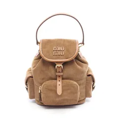 ミュウ ミュウ Miu Miu リュックサック バックパック 5BZ043_AF81_F0401 ブラウン レザー コーデュロイ バックパック ミディアム レディース Used Aのサムネイル