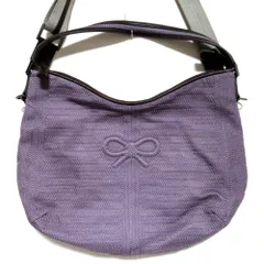美品 ANYA HINDMARCH アニヤハインドマーチ タッセルチャーム付き 2WAY リボン ショルダーバッグ パープル レディース 古着 中古 USED