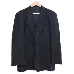 美品 80’S COMME des GARCONS HOMME コムデギャルソンオム ヴィンテージ ストライプ シングル テーラードジャケット S ネイビー メンズ 古着 中古 USED