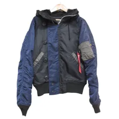 美品 ALPHA INDUSTRIES アルファインダストリーズ N-2B MOD COLOR MIX フライトジャケット TA0315-072 サイズM ネイビー ブラック メンズ 古着 中古 USED