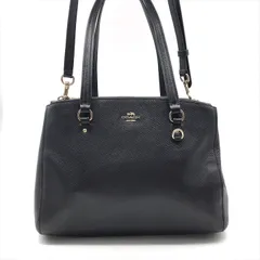 良品 COACH コーチ レザー 2way ハンド ショルダー バッグ ダブル ファスナー ブラック ブランド レディース 鞄 Bag かばん r386