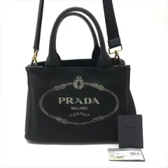 良品 PRADA プラダ ロゴ キャンバス カナパ 2WAY ハンド ショルダー バッグ ブラック ブランド 鞄 カバン BAG r421