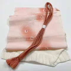 ［5976］帯締め 帯揚げ セット 美品 草花文様 絞り ぼかし 正絹 着物 帯絞め