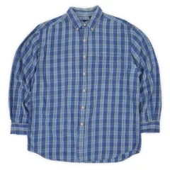 ベーシックエディションズ BASIC EDITIONS 90s 90年代 フランネル ボタンダウンシャツ BD 旧タグ USA ヴィンテージ アメリカ 古着 メンズ シャツ ブルー系 チェック柄 L【中古】